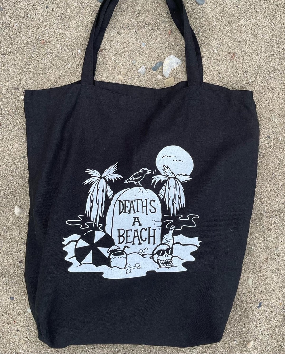 DEATH'S A BEACH Oversize 17.5" x 20" Beach Bag Tote