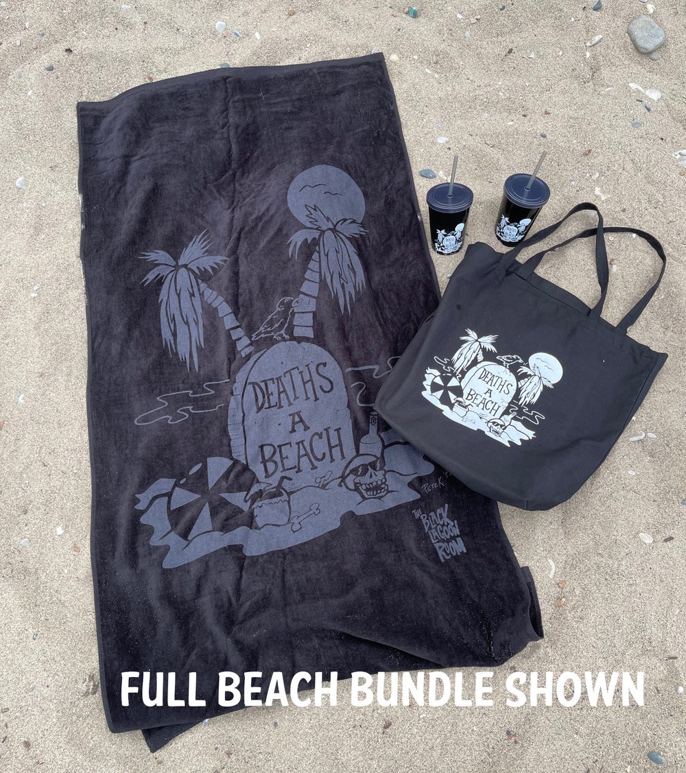 DEATH'S A BEACH Oversize 17.5" x 20" Beach Bag Tote