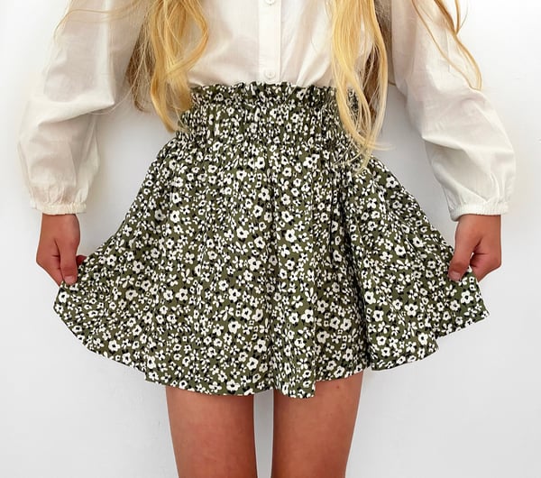 Image of Olive Floral Skirts/Bloomer Shorts 