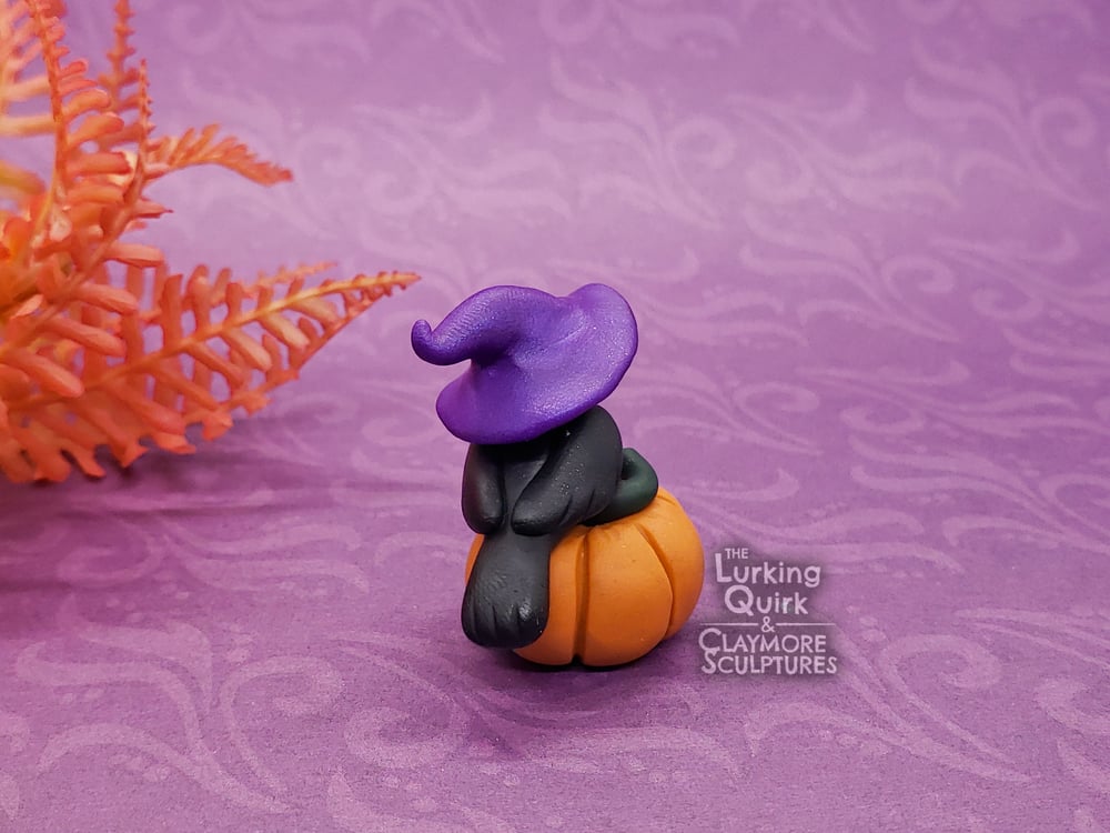 Mini Polymer Clay Pumpkin Crow