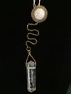 Pearly Vintage Finding and Crackle Quartz Pendulum 