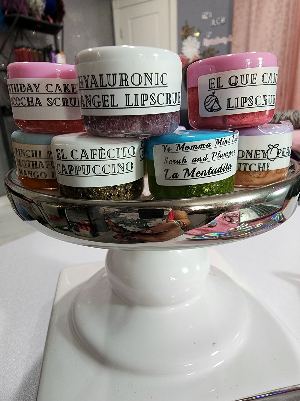5 Tier Lip Scrub Tower (Honey Peach, Cappuccino, Pinchi Pineapple, Birthday Cake, Soothing Lavender,