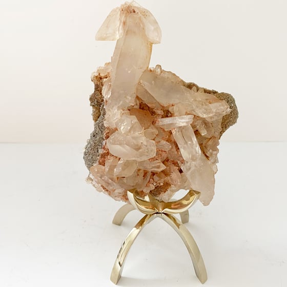 Image of Pink Quartz no.92 + Brass Claw Stand