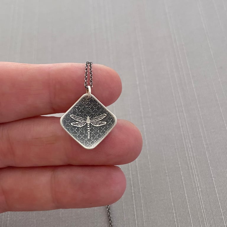 Sterling Silver Dragonfly Tile Necklace Image 3