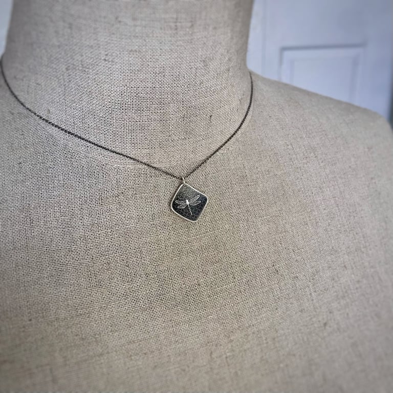 Sterling Silver Dragonfly Tile Necklace Image 4