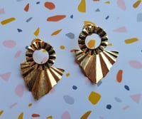 Image 2 of 'Golden Fan' Earrings