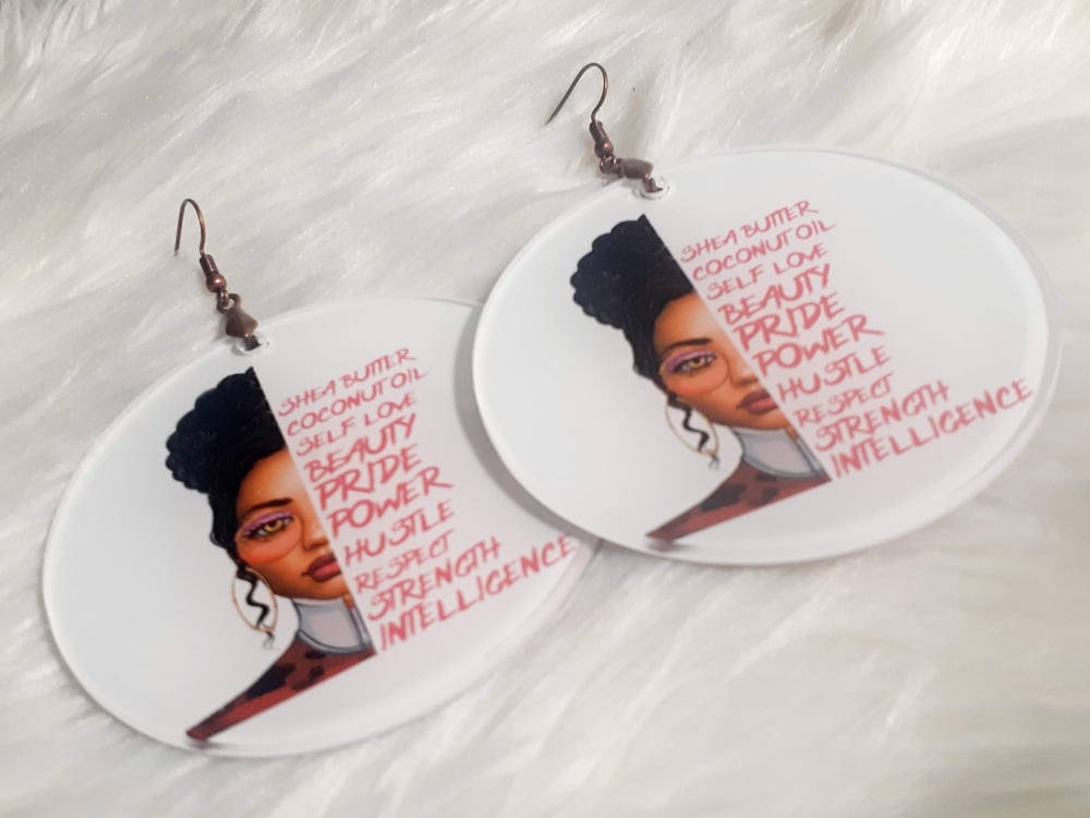 Image of Melanin Beauty, Sublimation, Hand painted, Afrocentric, Dangling Earrings