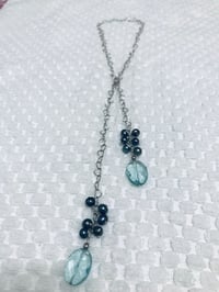 Image 2 of Sterling Silver Aquamarine Lariat