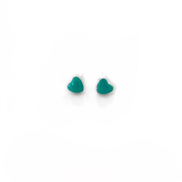 Image of Sterling Silver Turquoise Heart Stud Earrings