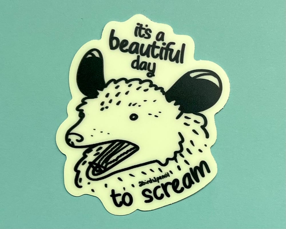 Image of Glow in the Dark Screaming Possum Sticker