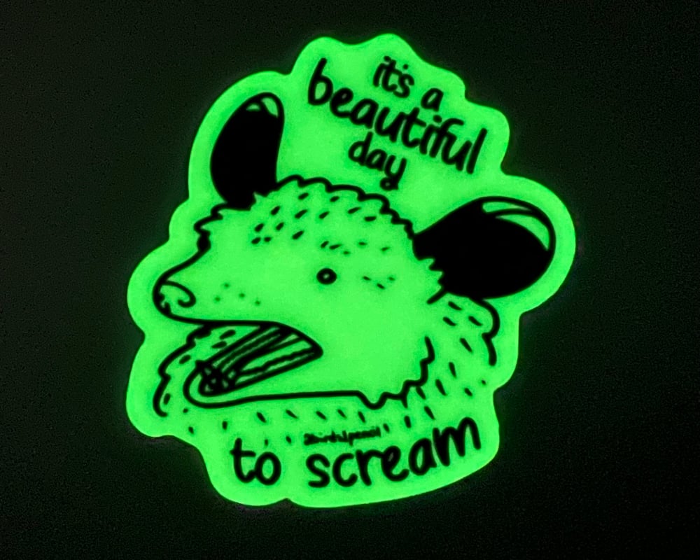 Image of Glow in the Dark Screaming Possum Sticker