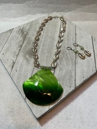 Image 1 of Silver Tone Cowrie and Lime to Black Shell Charm