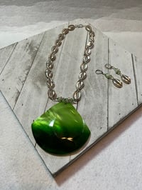 Image 2 of Silver Tone Cowrie and Lime to Black Shell Charm