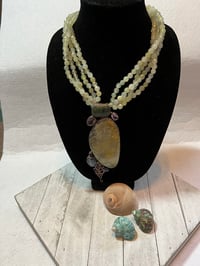 Multi Layer Agate Necklace With Sterling Silver Charm 