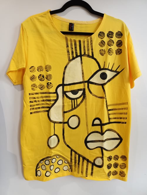 Image of hand painted yellow tshirt
