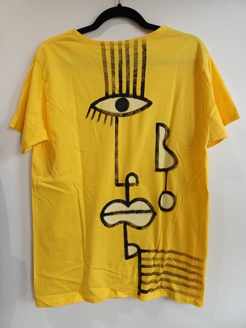 Image of hand painted yellow tshirt