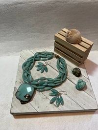 Image 1 of Aventurine Chocker with Sterling Silver Square Charm