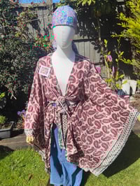 Image 3 of Boho head wrap with Wire - sari fabric baby pink