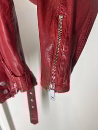 Image 6 of MAURITIUS Red Genuine Leather Moto Jacket