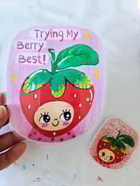 Image 2 of Strawberry bookmark and holographic sticker