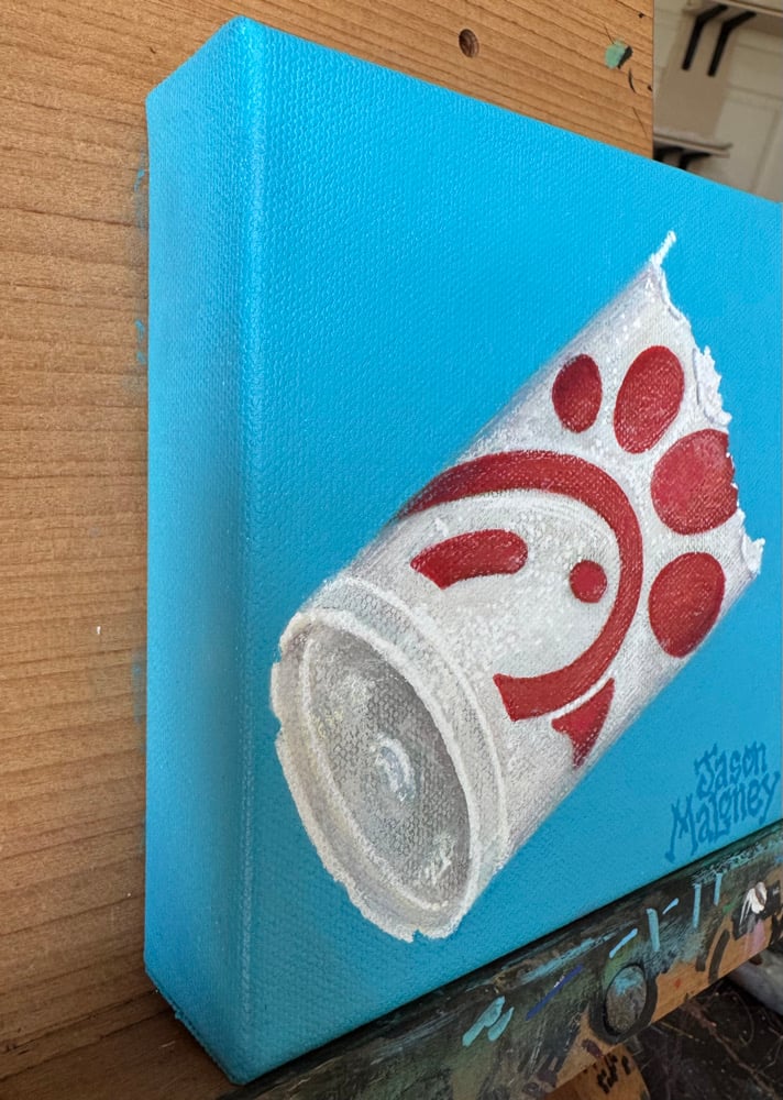 Chick-fil-la styrofoam cup painting on Canvas!