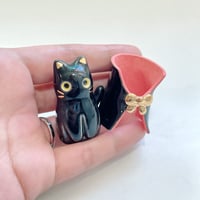 Image 5 of Count Dracula black cat ceramic figurine