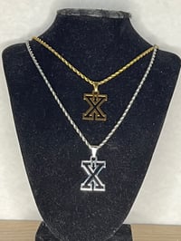 Image 1 of 18k Gold Plated and Stainless Steel X Necklace