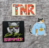 Image 1 of Poets Square Cats Sticker Pack 2 - Sad Boy Summer & Monkey TNR 