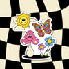 Butterfly and Mushroom Sticker 