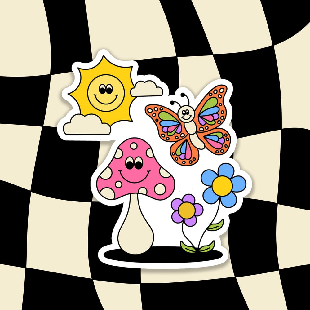 Butterfly and Mushroom Sticker 