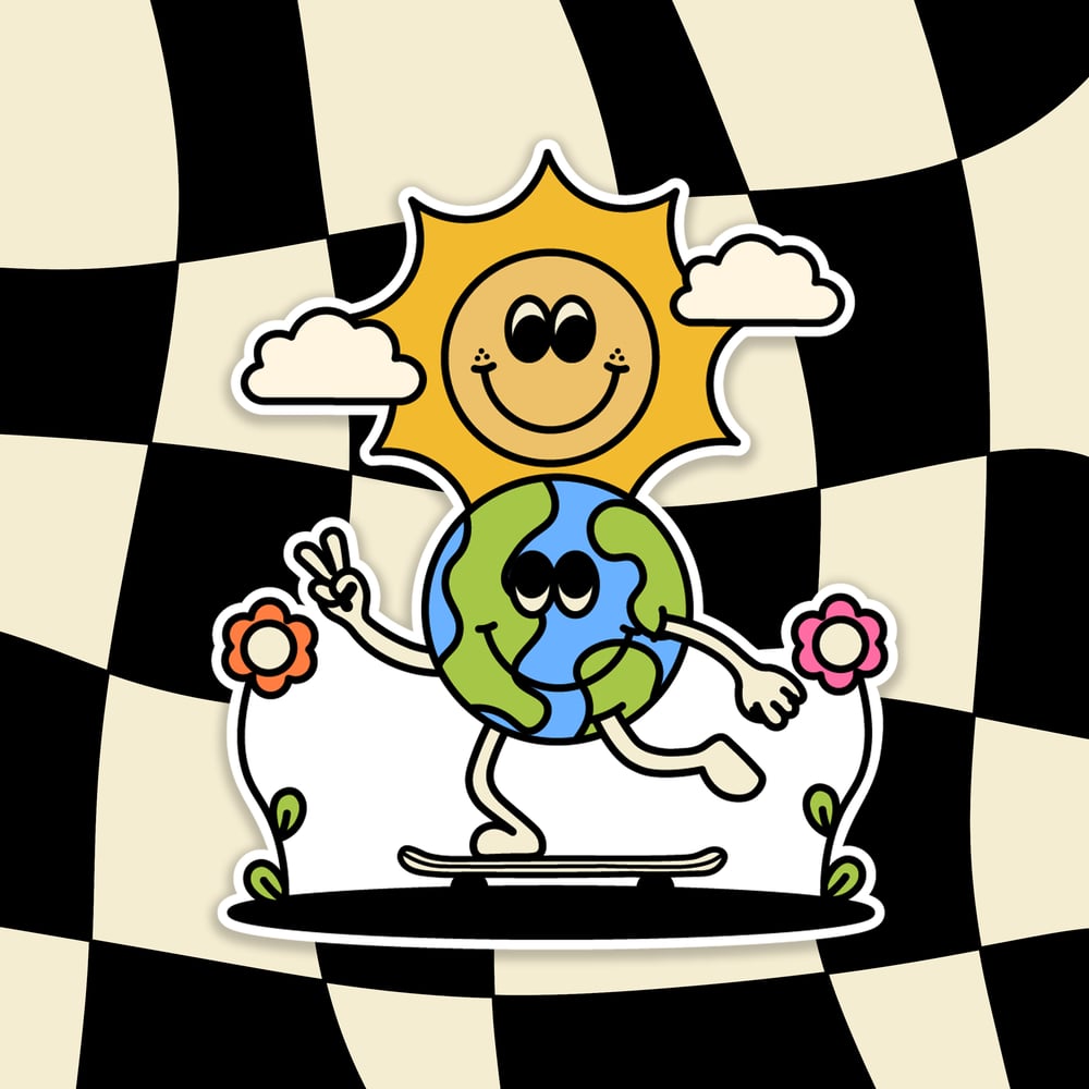 Earth Riding Skateboard Sticker 