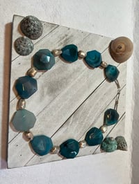 Image 2 of Multi Shape Agate and German Silver Neclace 