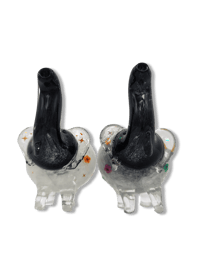 Image 1 of Large Black & White Flower Elephant Glass Pipes