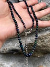 Black Welo Opal Necklace, Black Welo Opal Hand Knotted Gemstone Necklace with Extension Chain