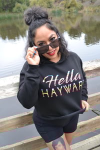 Image 2 of Hella Hayward serape crop hoodie
