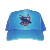 Image 1 of Sky Blue Lightning Shark Trucker Hat 