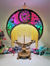 Crescent Moon Luxury Lamp with Silk Victorian Lampshade