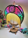 Crescent Moon Luxury Lamp with Silk Victorian Lampshade