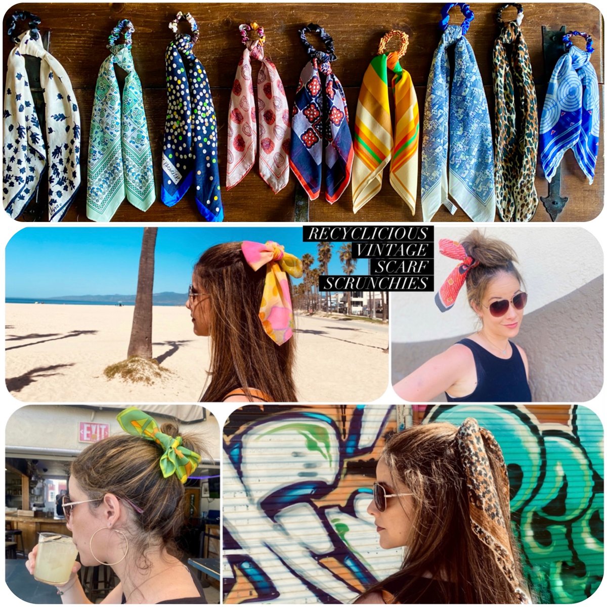 New styles added!-Vintage scarf scrunchies