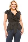 CROSSED RUFFLE SHORT SLEEVE - PLUS SIZE