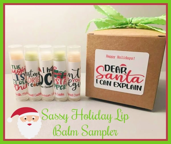 Image of Sassy Holiday Lip Balm Sampler Gift Box - Organic Lip Balm Gifts