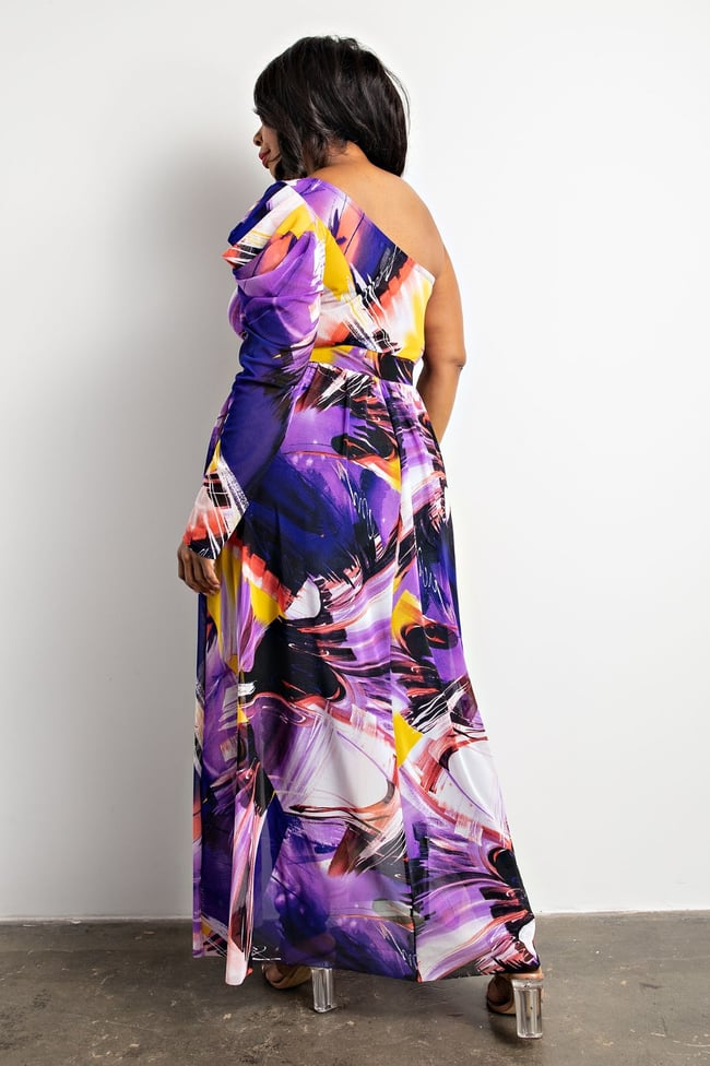ELEGANT LONG ONE SHOULDER MAXI TOP - PLUS SIZE
