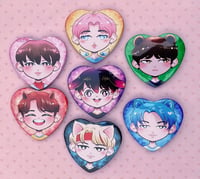 Image 2 of BTS Heart Shaped Pinback Buttons