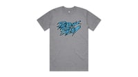 PERCH PALM CYAN LOGO T-SHIRT - GREY MARLE