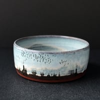 Image 3 of MADE TO ORDER Blue Rooftops and Birds Cereal Bowl