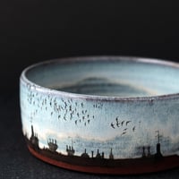 Image 4 of MADE TO ORDER Blue Rooftops and Birds Cereal Bowl