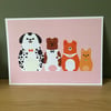 A3 Stacking Dogs Print - Blue or Pink