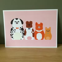 Image 4 of A3 Stacking Dogs Print - Blue or Pink