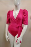 V NECK SIDE WRAP TIE BODY - PLUS SIZE