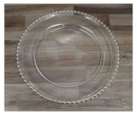 Silver Rim Clear  Glass charger plate